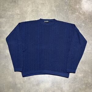 Vintage 90s Brandini Blue/Black Wool Boxy Sweater